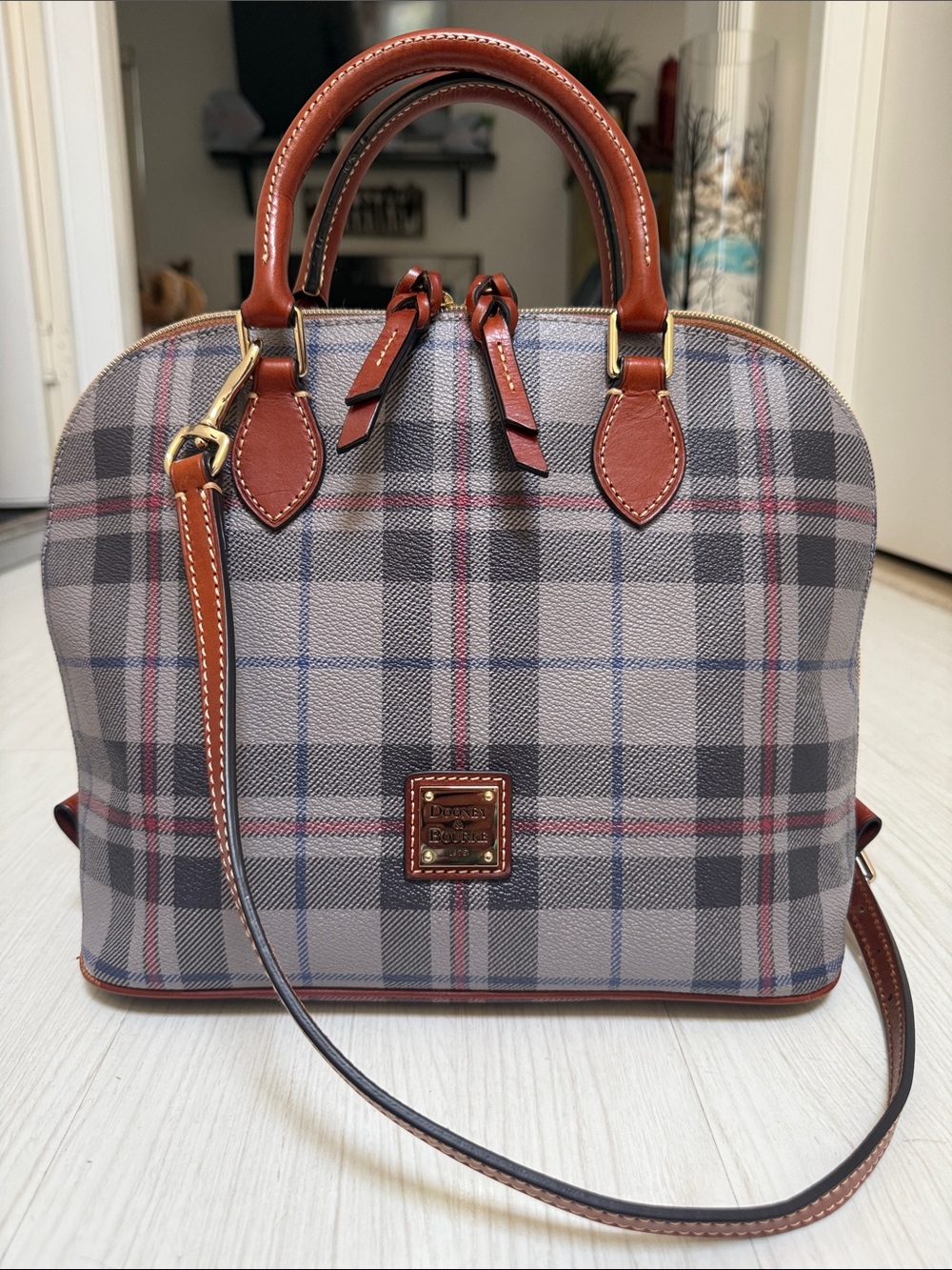 Dooney & Bourke Tiverton Plaid Leather Satchel or Crossbody